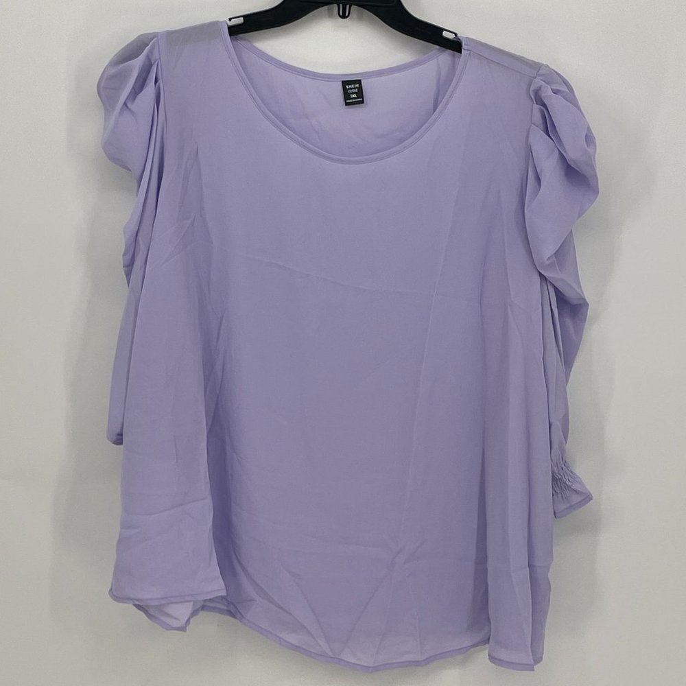 SHEIN Plus Solid Flounce Sleeve Blouse
